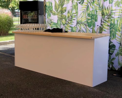 Bar blanc dessus bois naturel